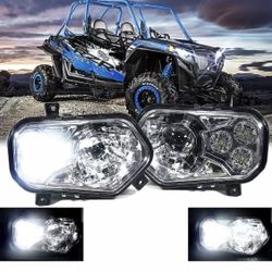 2x ATV LED Headlights High/Low Beam For Polaris Sportsman RZR Ranger XP 800/900