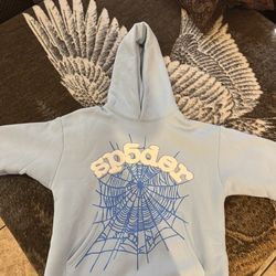 Rinestone Spider Hoodie Sky Blue