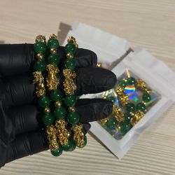 Pixiu Bracelet – Green & Gold 