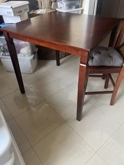 Wood Table With Glass Top And Chair Set