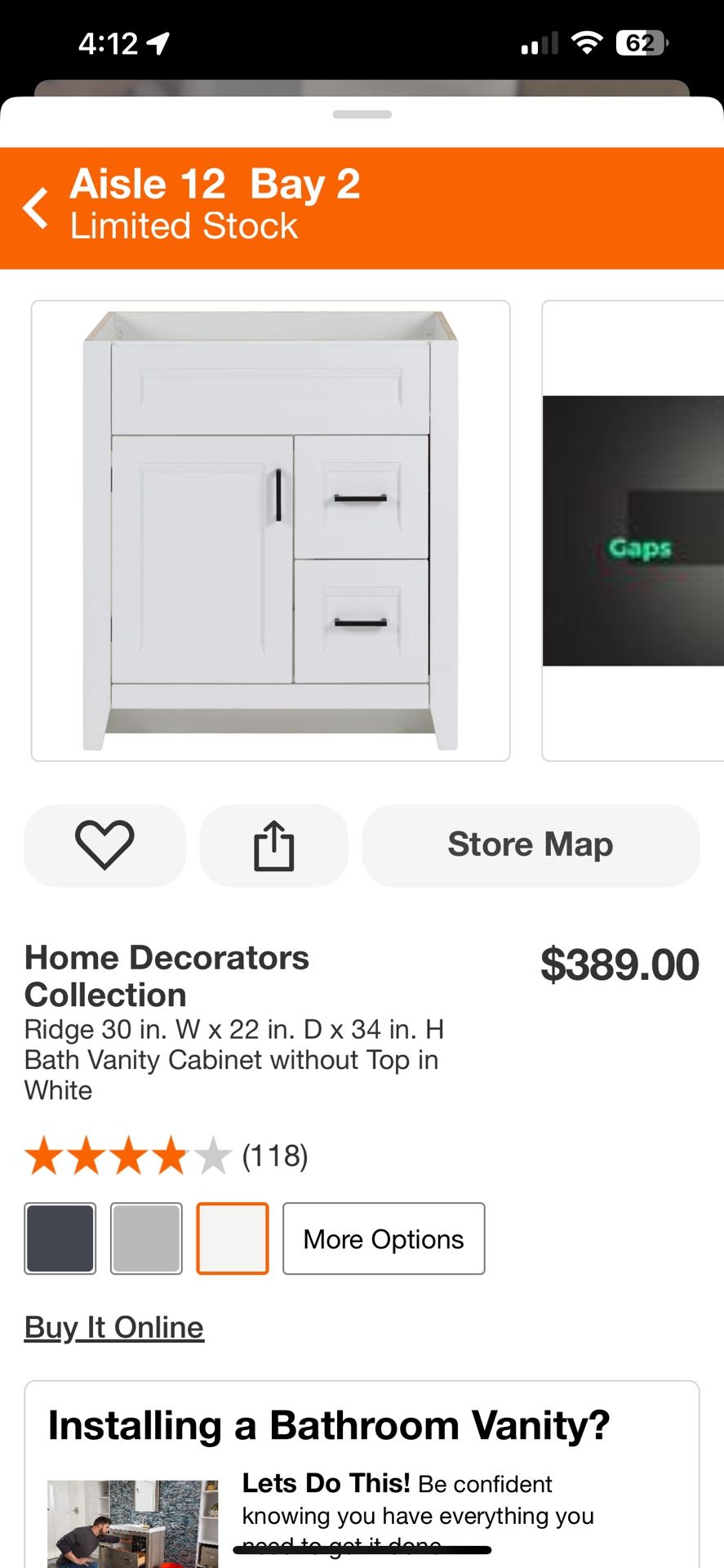 Bathrom Vanity Only$235