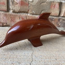 Vintage Hand Carved Wooden Dolphin Porpoise Sculpture