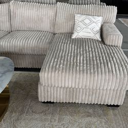 Cream Corduroy Sectional