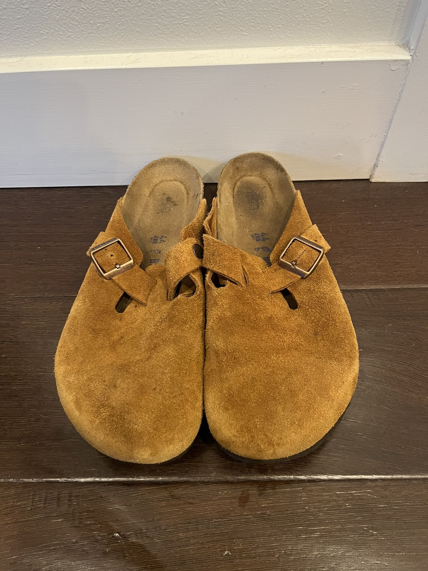 Birkenstock Boston Brown Suede Men's Slip-On Sandals Buckle Arch Support