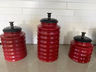 Red Ceramic Canister Set of 3