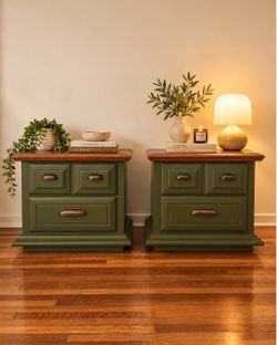 Vintage 1970s Solid Wood Nightstands