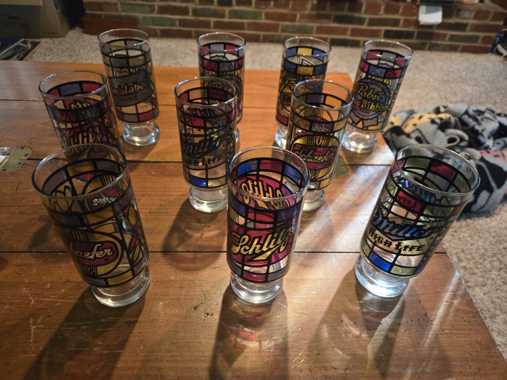 Set Of 10 Vintage Tiffany Beer Glasses