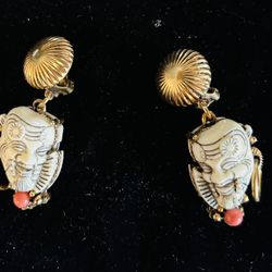 Selro Noh Mask Okino (Devil) Clip Earrings