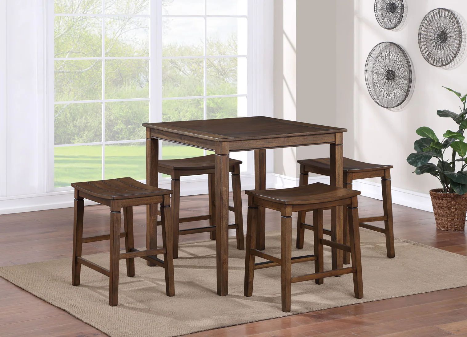 5 PC COUNTER DINING SET - TABEL & 4 STOOLS