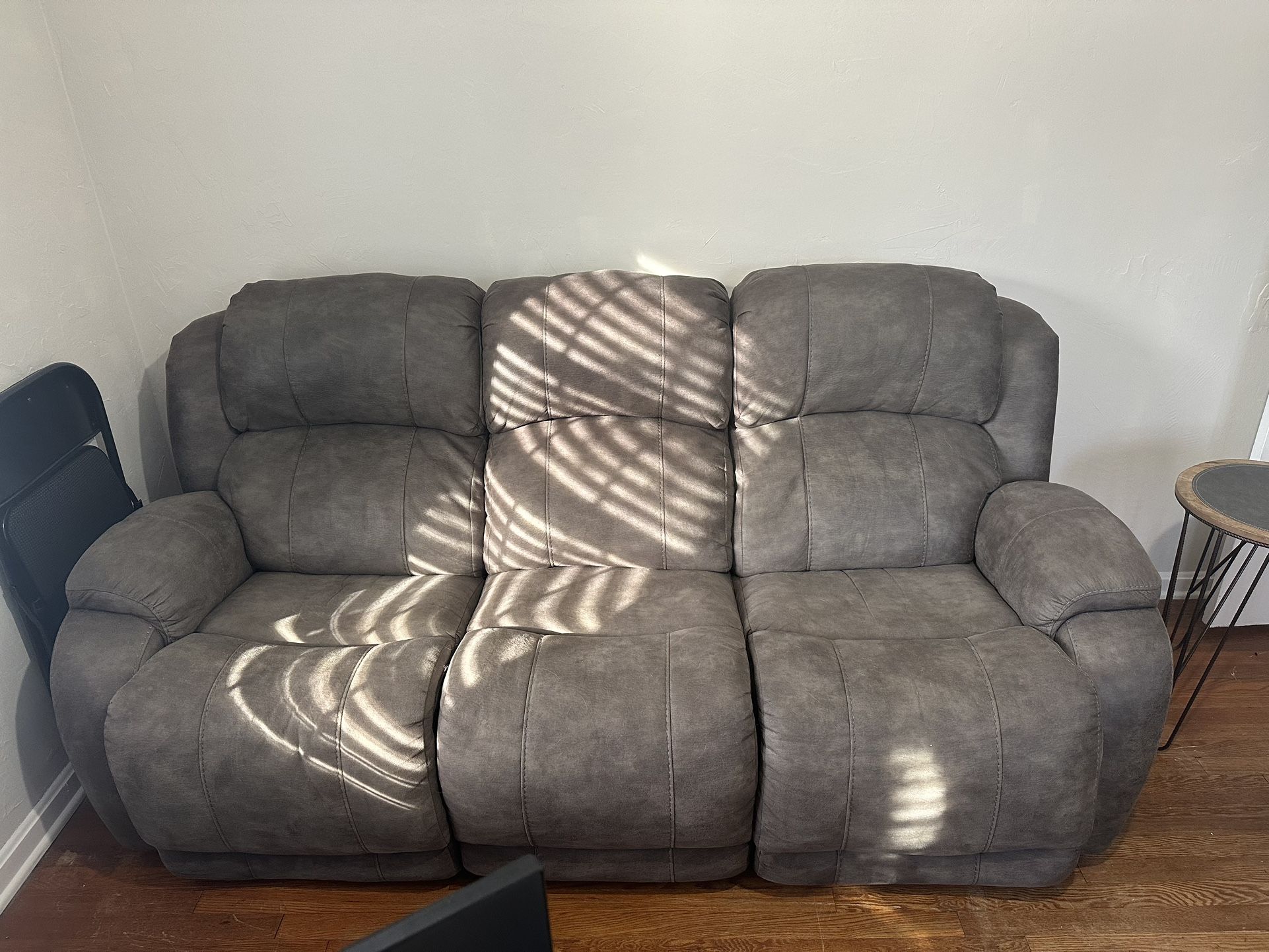 Gray Reclining Leather Couch