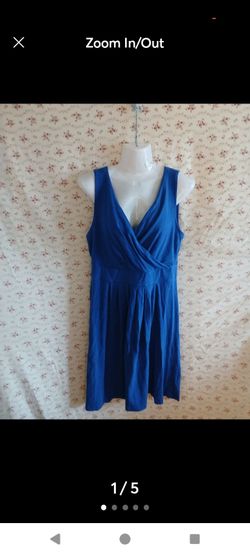 Royal Blue V-neck faux-wrap sleeveless dress