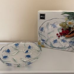 Round Glass Platter, Bluebells Green/Blue, Mikasa