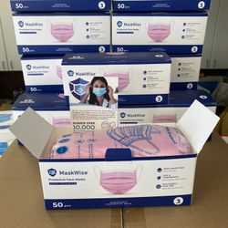50 Pack 3-PLY Pink Face Mask