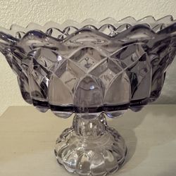 Antique Victorian EAPG Purple Fused Glass 'Job's Tears' Pedestal Open Compote