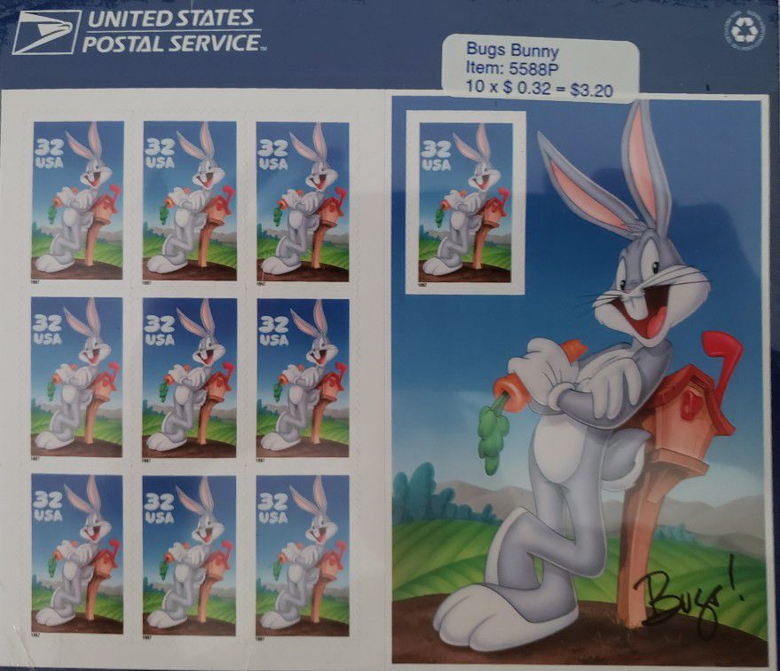 Stamp Sheet;  Bugs Bunny 32 cent Stamp Sheet Of Ten