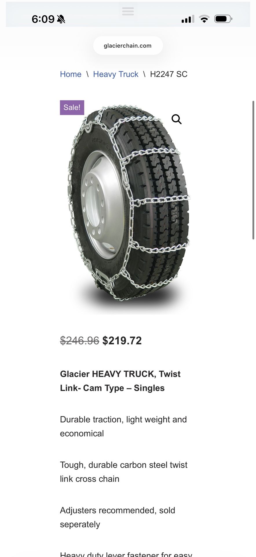 Glacier HEAVY TRUCK, snow chain