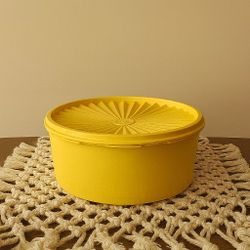 Vintage Tupperware Servalier Yellow Canister With Lid