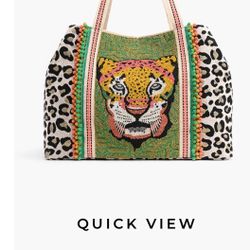 America & Beyond FORESTRY LEOPARD EMBELLISHED TOTE 