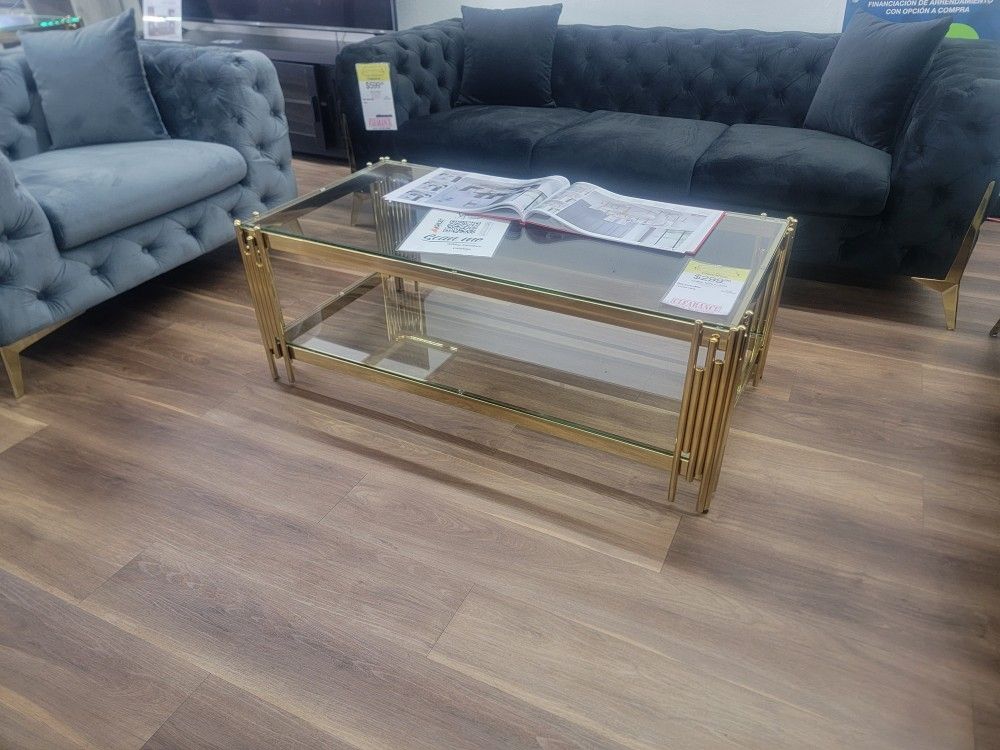 2pc Coffee Table And Sofa Console Table In Gold. High Quality 