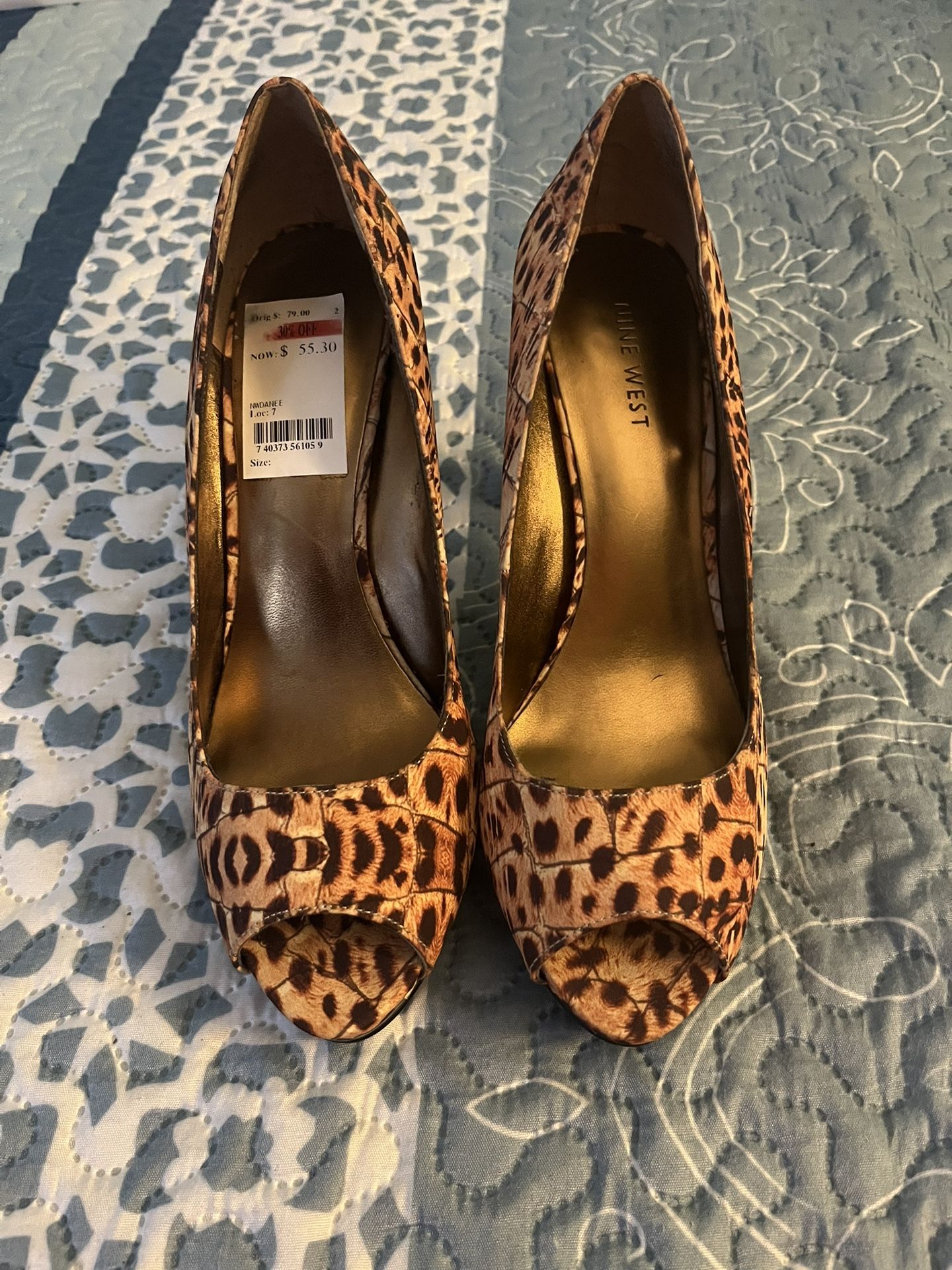 Leopard Print High Heel Peep Toe shoes, size 8.5