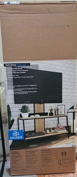 2 Sauder North Avenue TV Stands: 1 with TV Mount; 1 WITHOUT Mount-Charter Oak- Finish New in Box