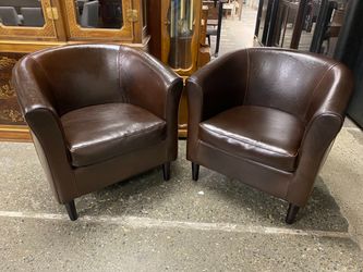 Dark Brown Barrel Accent Chairs (Set of 2)