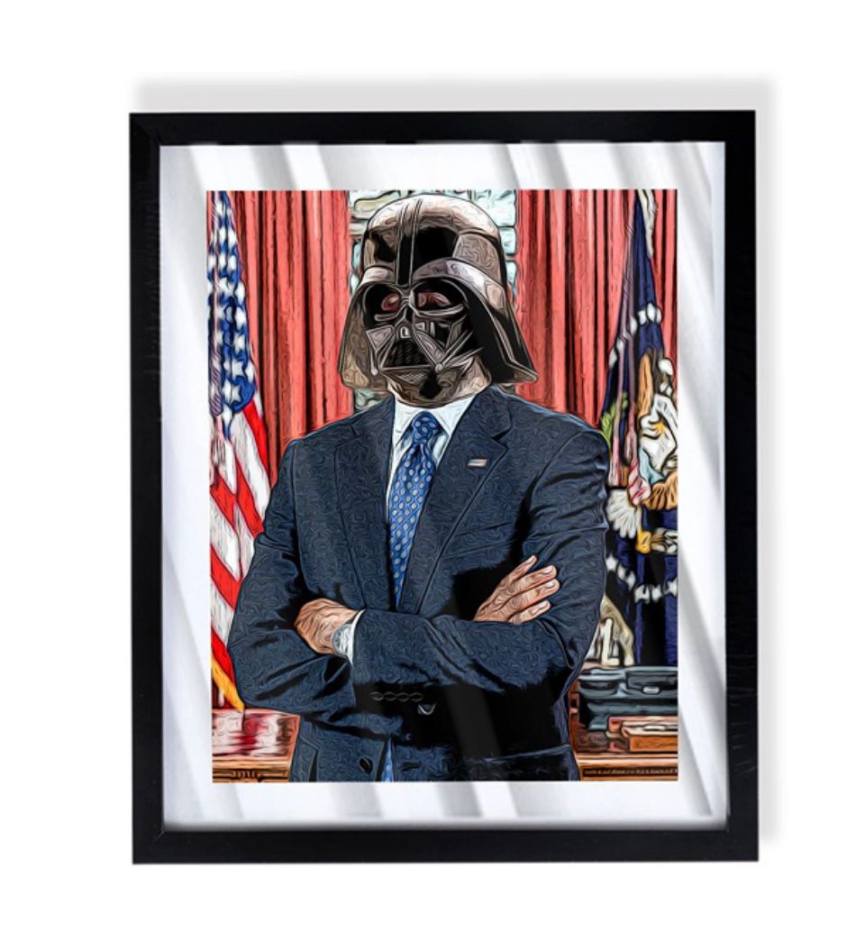 Star Wars President Darth Vader inside of Oval Office custom art in black frame