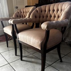 Pair Of Vintage Style Tub Chairs Horseshoe-Shaped 