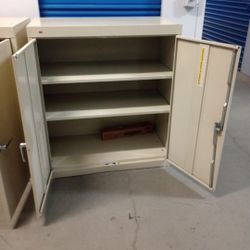 Metal Storage Cabinet With 2 Adjustable Shelves Each