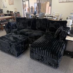 Teddy Bear Sectional With Ottoman