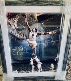 Dr J Julius Erving 76ers Basketball Signed Framed 16x20 JSA COA 