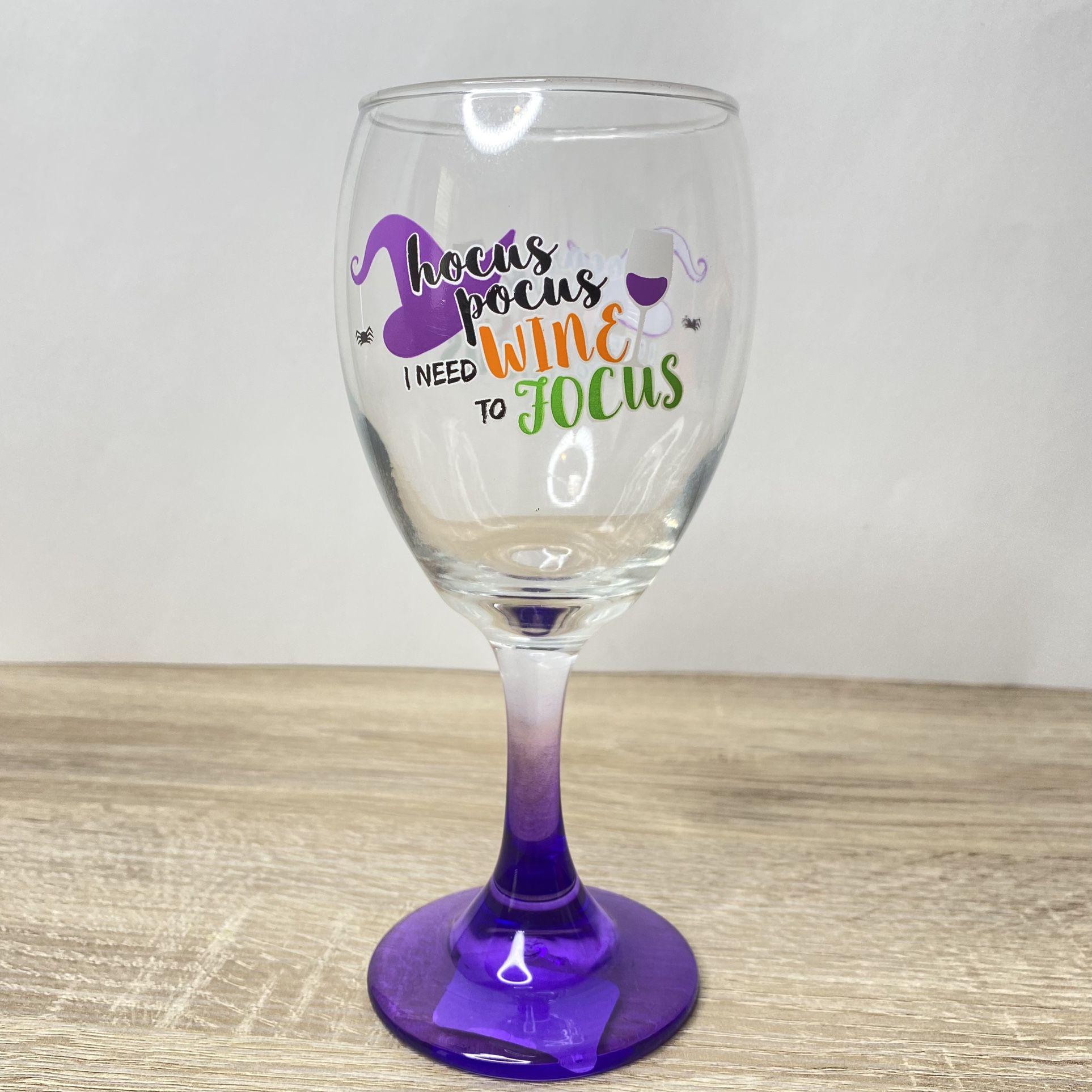 hocus pocus I need wine 🍷 to focus Wine glass cup Halloween Witch 🎃