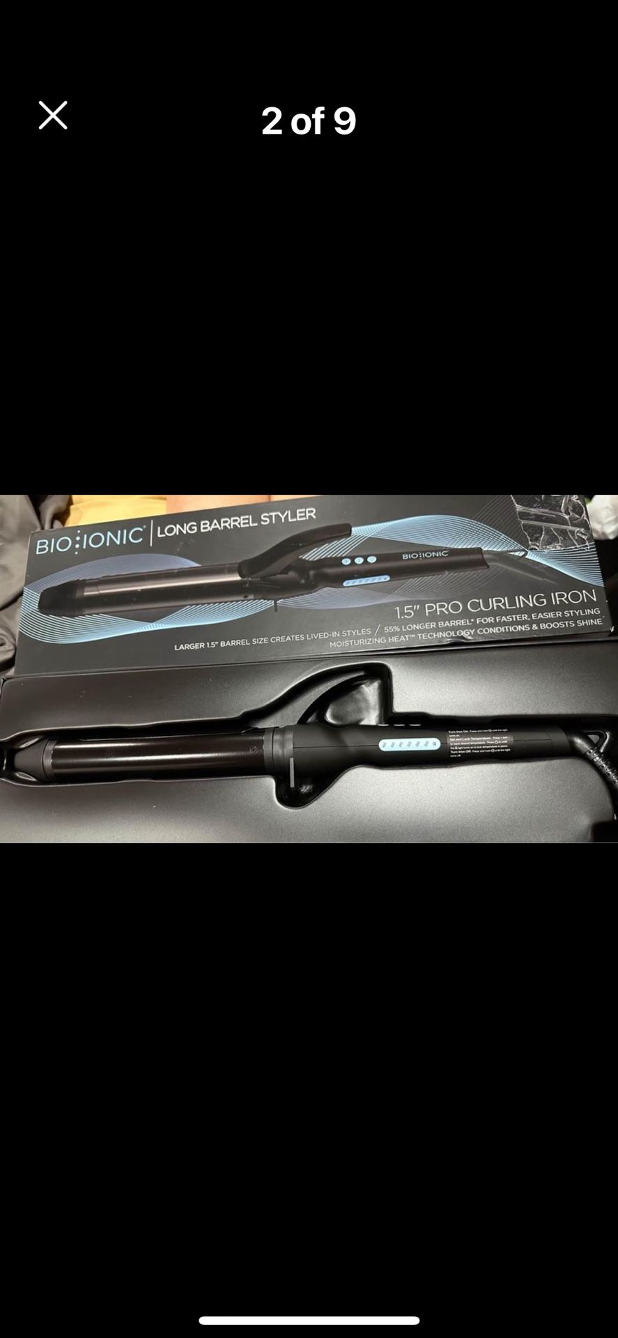 New in  Box 1.5 Inch long barrel Pro Curling Iron, Bio Ionic.