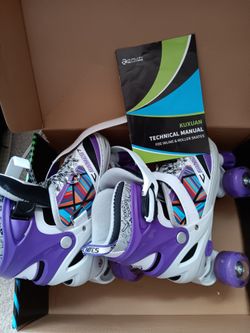 Kuxuan Saya GIRL'S Roller Skates Purple/WHITE Lights Up Size 13-3