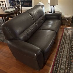 Brown Leather Sofa + Matching Armchair 