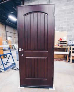 Dark Mahogany 2-Panel Arch Top Entry Door