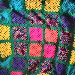 Vintage Handmade Crochet Square blanket 