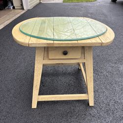 Broyhill Table with glass piece on top and drawer