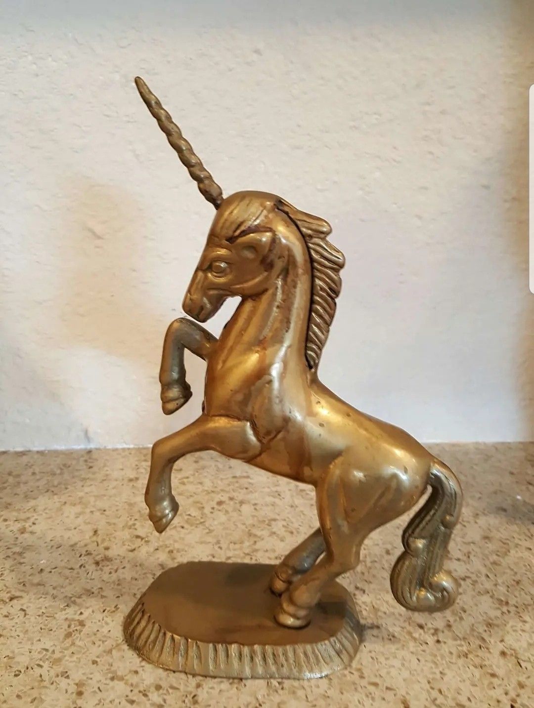 Vintage Brass Unicorn Figurine Gold Unicorn Statue Solid Brass Horse Unicorn Horn