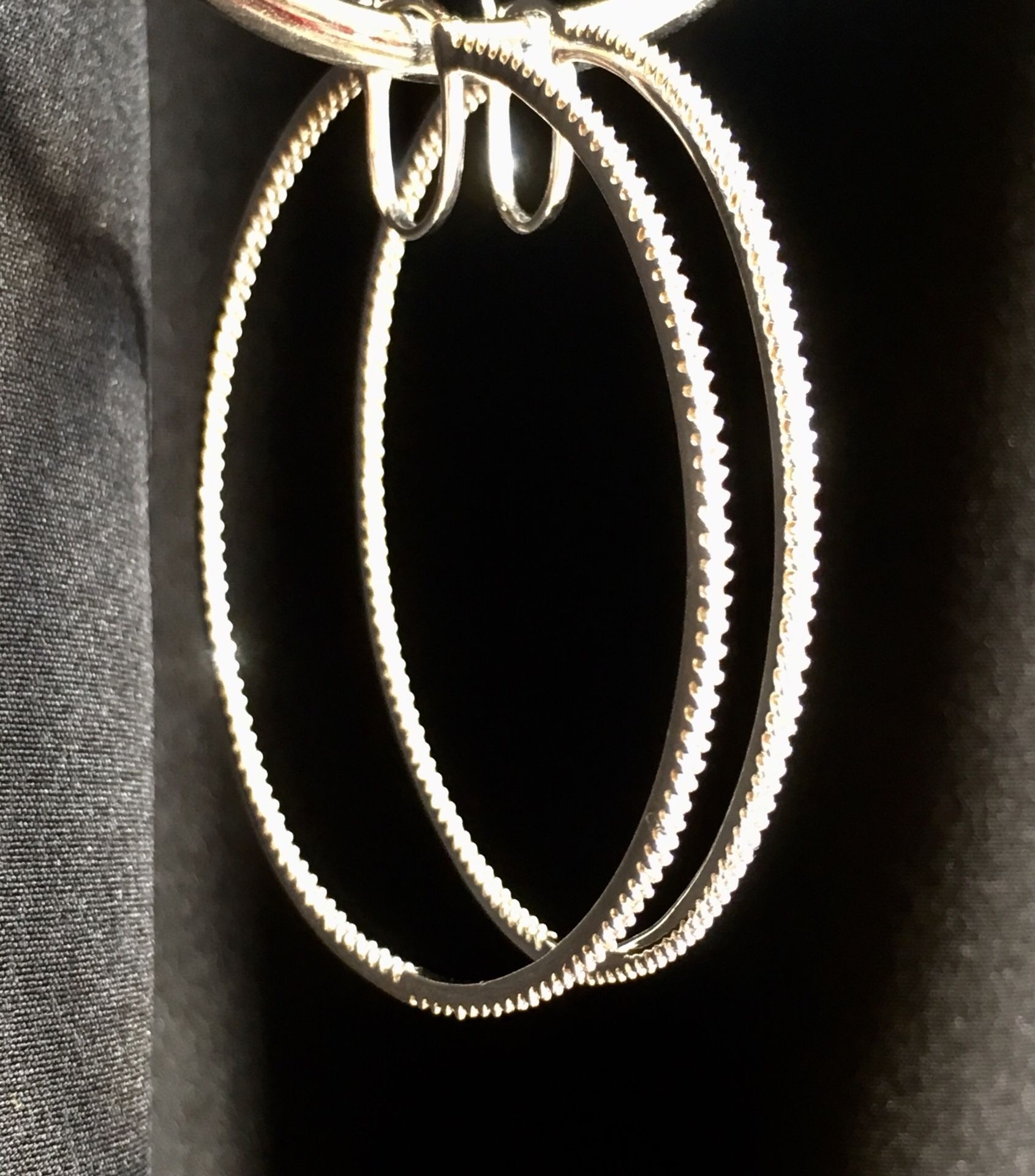 10k white gold 2” diamond hoop earrings