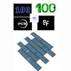 New 100pcs= 100sf= Haiku Sappire Beveled 12x12 Glass Tile= 6 Dlr A Pc= 600 Dlr