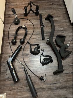 Weights gym equipment pulley attachments, Landmine, adjustable pulley etc. $50 FOR ALL FIRM ON PRICE