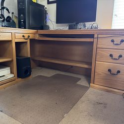 Large Solid Wood L Shaped Desk with Hutch