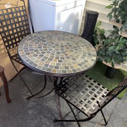 Mosaic Stone Table Patio Set with 2 Chairs