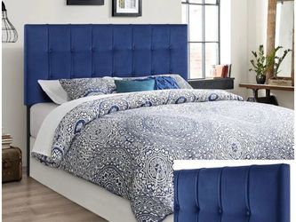 Blue queen headboard only