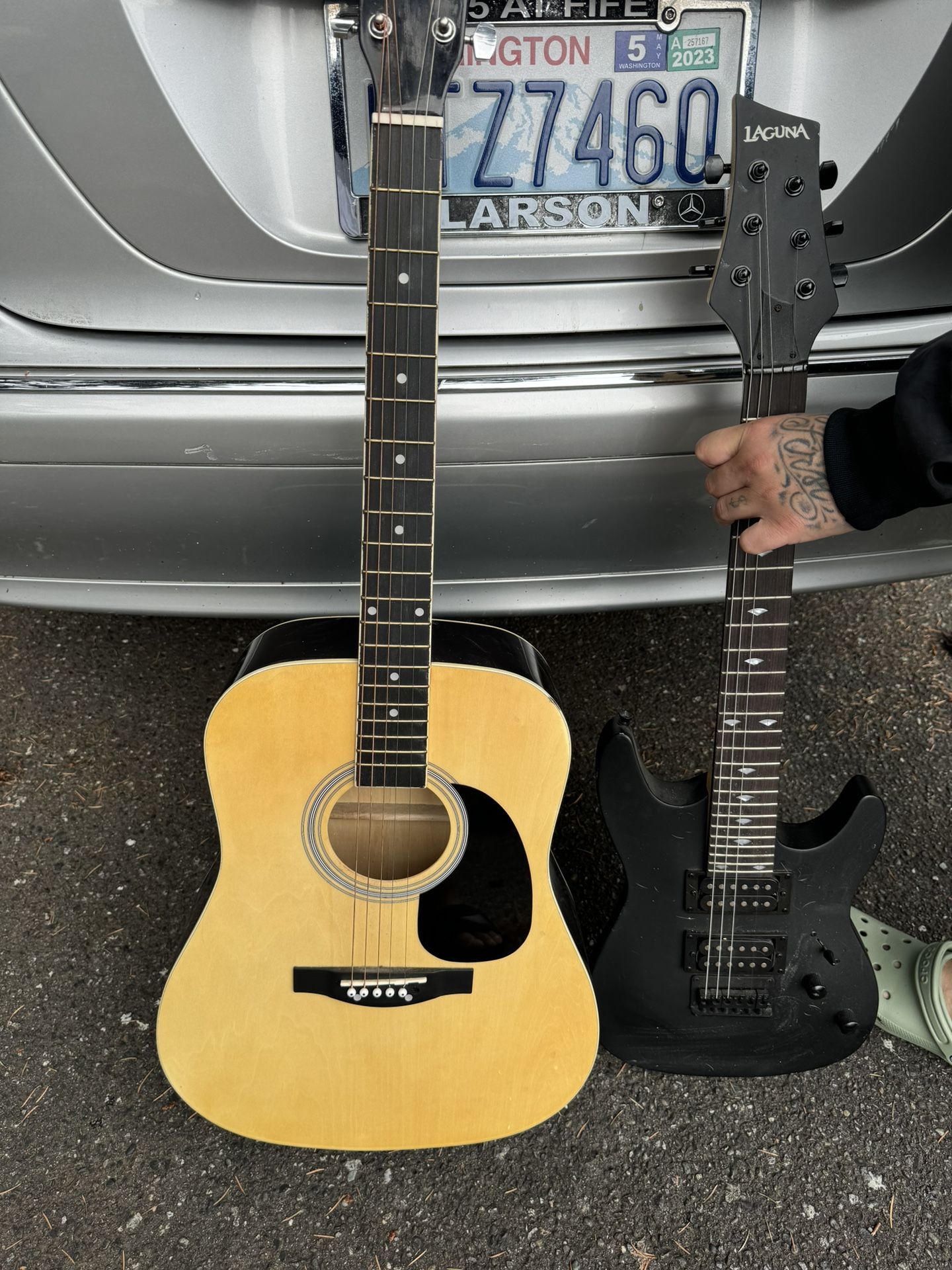 two Guitars Electric And Acoustic