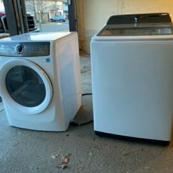 Samsung 5.0 Cu Ft. High Effiency Top Load Washer + Electrolux 8.0 Cu Ft Stackable Electric Dryer