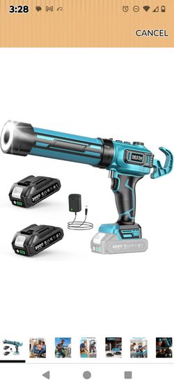 SEESII Electric Caulking Gun, Upgraded Brushless Motor w/2 x 2.0Ah
Cordless Battery Power Caulking gun for Filling, Sealing and Repair for Doors Floor