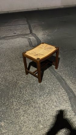 Wooden Stool with Rush Woven Seat