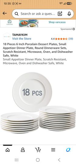 Brand New In Box 18 Pieces 6 Inch Porcelain Dessert Plates
